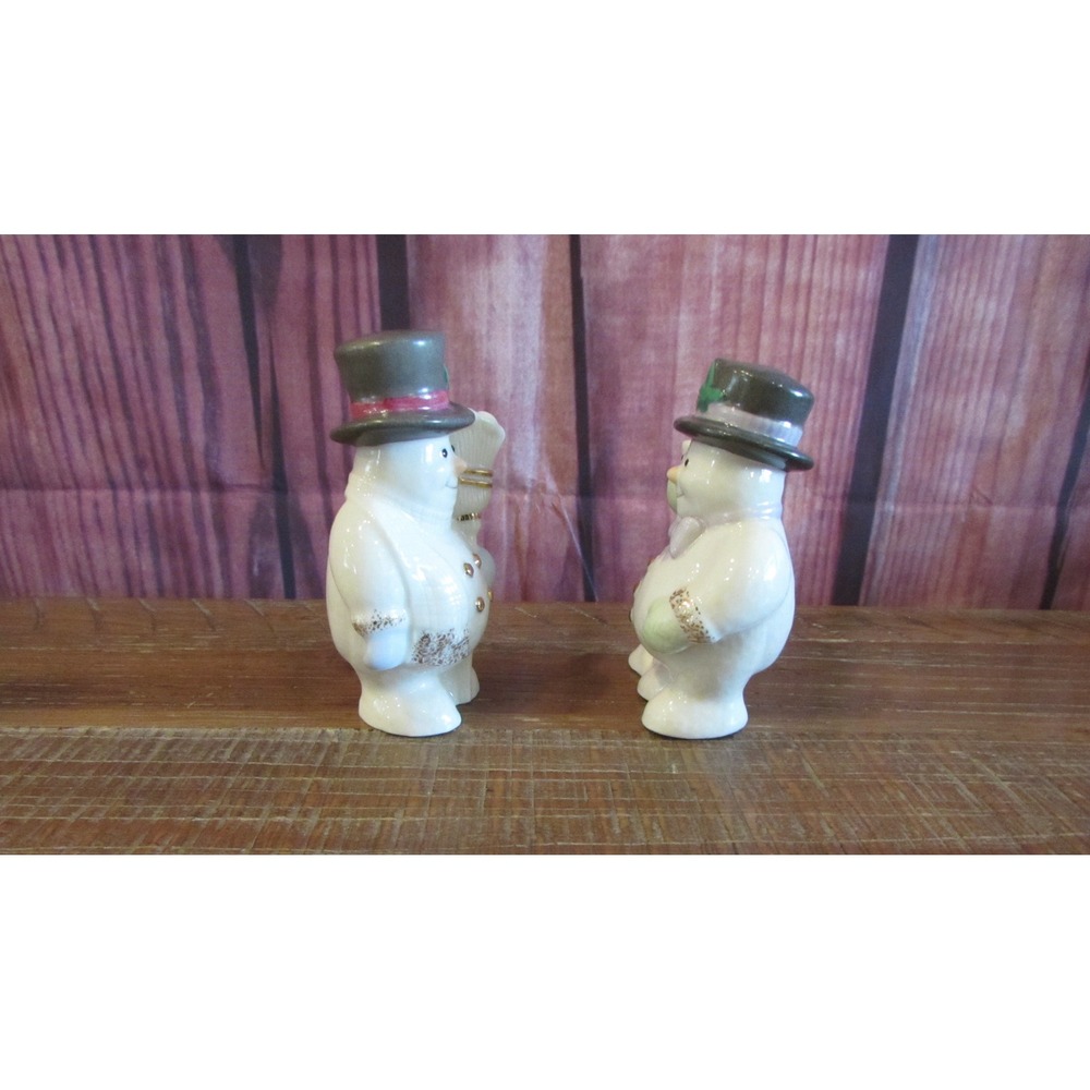 Lenox Happy Holly Days Snowmen Salt & Pepper Shaker Set Porcelain Christmascore - Picture 3 of 7